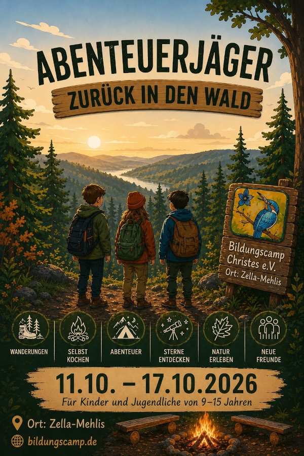 11.10.-17.10.Herbstcamp „Abenteuerjäger – Zurück in den Wald“